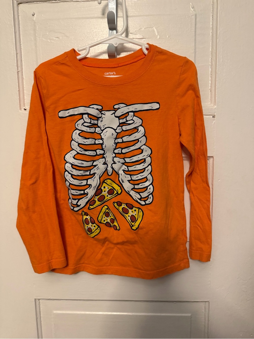 Carter's Orange Long-Sleeve Ribcage & Pizza Graphic Tee